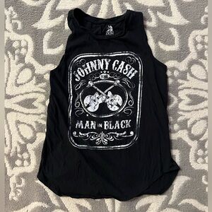 Johnny Cash Shirt Size 11/13 Zion Rootswear Man in Black Muscle Tee Racer Back